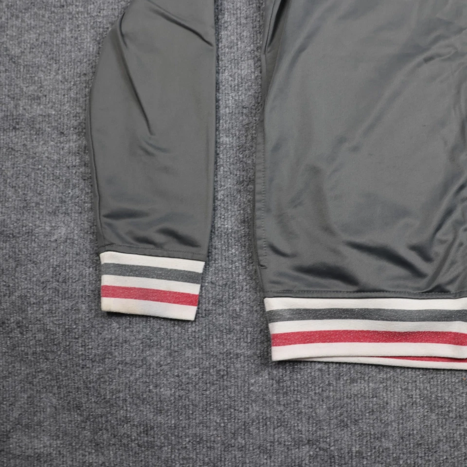 Chaqueta Reebok Juvenil Grande Gris Pista Cremallera Completa Cuello a Rayas Puños Acanalado Logo Foto 2 de 4