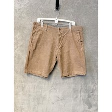 VISSLA Mens Corduroy Shorts Tan Size 36 Flat Front Casual Beach Surf