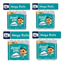 Angel Soft 2-Ply Toilet Paper – 96 Mega Rolls (4 Packs of 24)