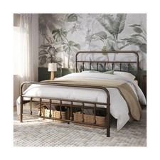 Iron Bed Frame King Bronze Farmhouse Victorian Country Spindle Vintage Style
