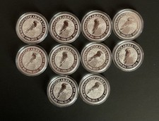 Lot of Ten 2015 Australian Kookaburras Total  10 troy oz .999 Fine Silver.