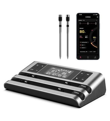 Dewjom Wireless Meat Thermometer with Dual-Sensor Probe, 500FT Remote Monitoring