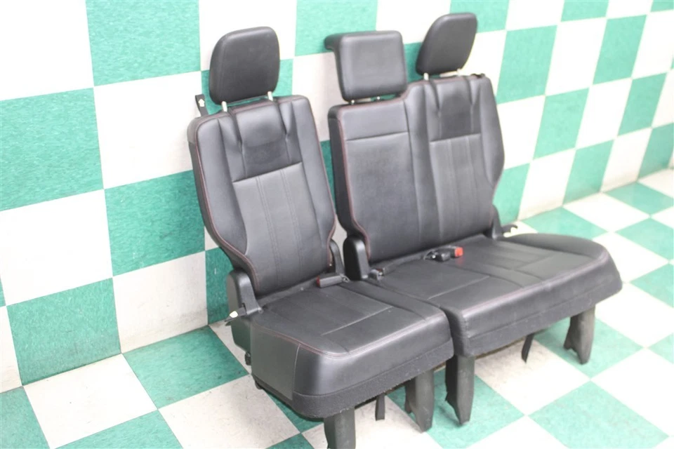 17' GRAND CARAVAN Black Leather Red Stitch LH RH Rear Third Row Seat Assembly OE - Imagem 3 de 4