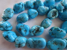 15" Str Dyed Magnesite Nugget Stone Beads Turquoise Blue 10-19.5mm Long A265 DNG