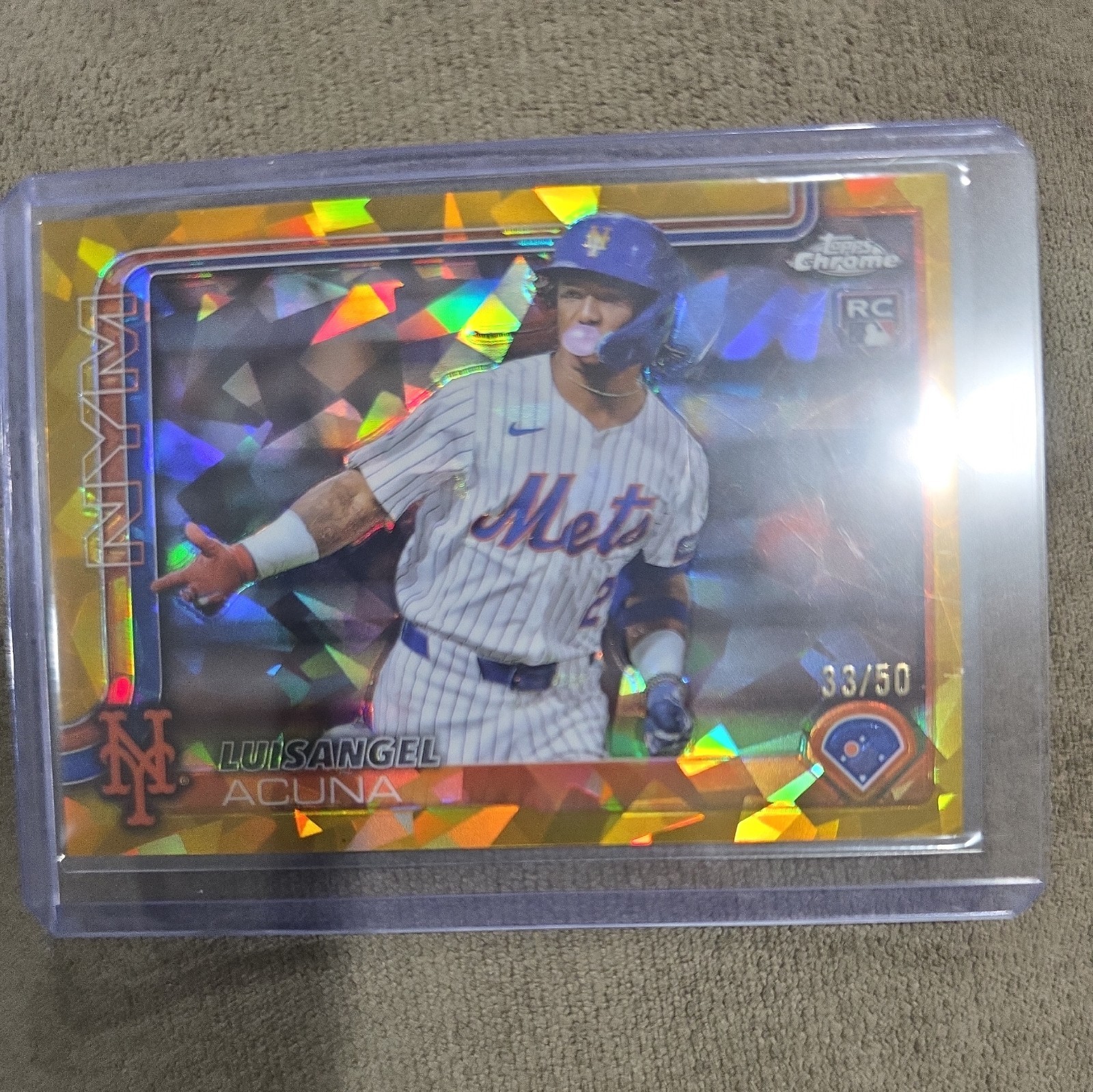 2025 Topps Chrome Sapphire Luisangel Acuna #56 Gold Refractor /50 Image Var SP