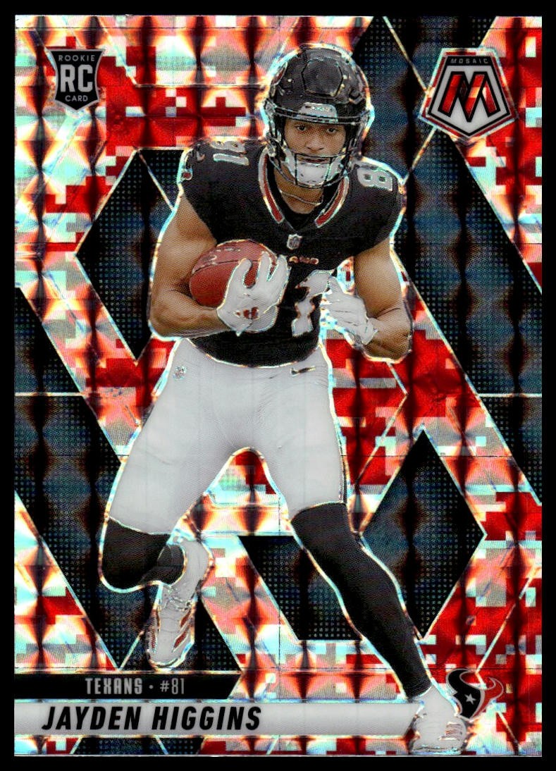 2025 Panini Mosaic Jayden Higgins #346 Mosaic Camo Red