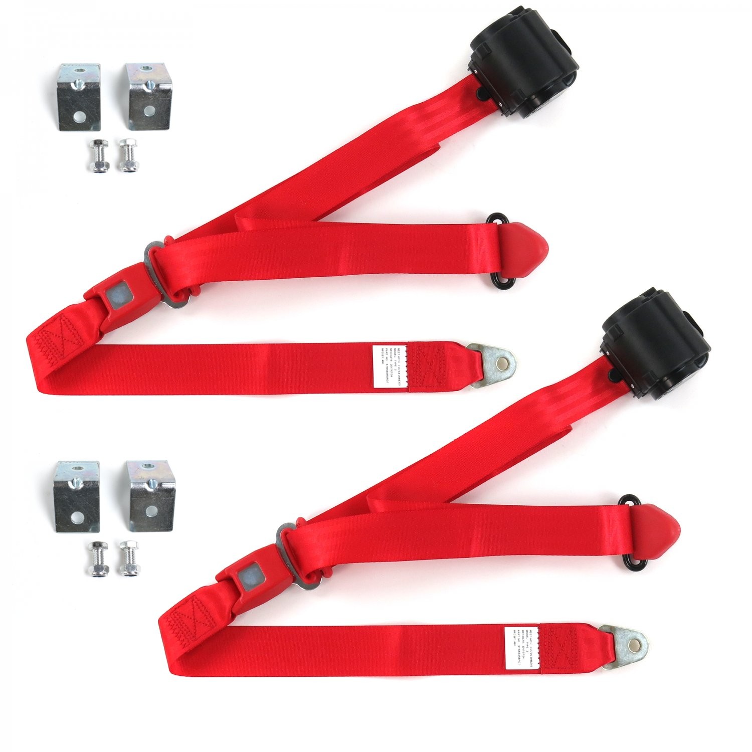 Ford GT40 1964 - 1969 Standard 3pt Red Seat Kit w/Brackets-2 Belts  