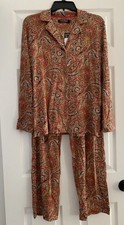 NWT Ralph Lauren Women s sz S Rust Jacquard Pajama Set Knit