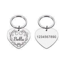 1 Pc Nice Dog Paw Prints and Vine Customized Text Cat Dog ID Tag Name with Cute 