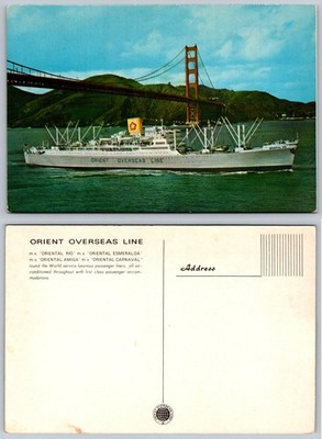 Orient Overseas Line Oriental Rio Ship Golden Gate Bridge Postcard