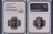 2020 Gibralta 50p Silver Coin NGC Graded PF69 Ultra Cameo Penny Black 50 pence