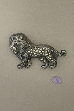Brosche Silber 925 Sterling L&ouml;we Silber Markasite London Import Schmuck Vintage
