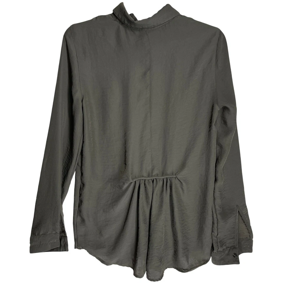 Fluxus Blouse Women XS Gray Button Up Shirt Long Sleeve Made in USA Minimalist - Image 2 of 4