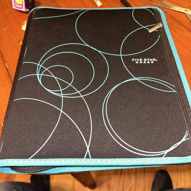 Five Star Mead 2 Inch Zipper Binder 3 Ring Binder Black/Teal