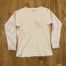 Vintage Sears Thermal Long Sleeve Pocket Shirt Size Med 38-40 AS IS Flaws Vtg