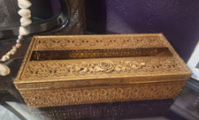Vintage Gold-tone Filigree 1960s Tissue Holder In the Hollywood Regency Style