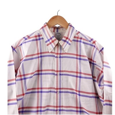Brooks Brothers Regent Plaid Button Down Shirt Mens Large Red Blue Long Sleeve