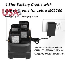 4-Slot Battery Charging Cradle Power Adapter Kit for zebra MC3200 MC3300 330M