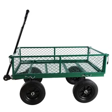 (Green solid wheels wagon cart) Solid wheels Tools cart Wagon Cart Garden cart