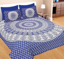 Jaipuri Printed Floral Bedsheet for Double Bed with 2 Pillow Covers IB 157