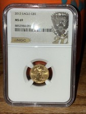 2012 $5 Gold Eagle Ms69 Ngc 250th Anniversary Label.