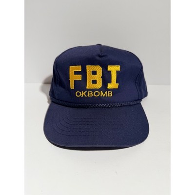 1995 Vintage Young An FBI OKBOMB Hat Mens OSFA Navy Blue Oklahoma City Bombing
