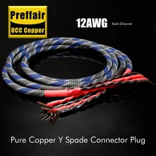 1Pair 12AWG OCC Copper Silver Plated Cable Single-Wire Hi End Speaker Cables