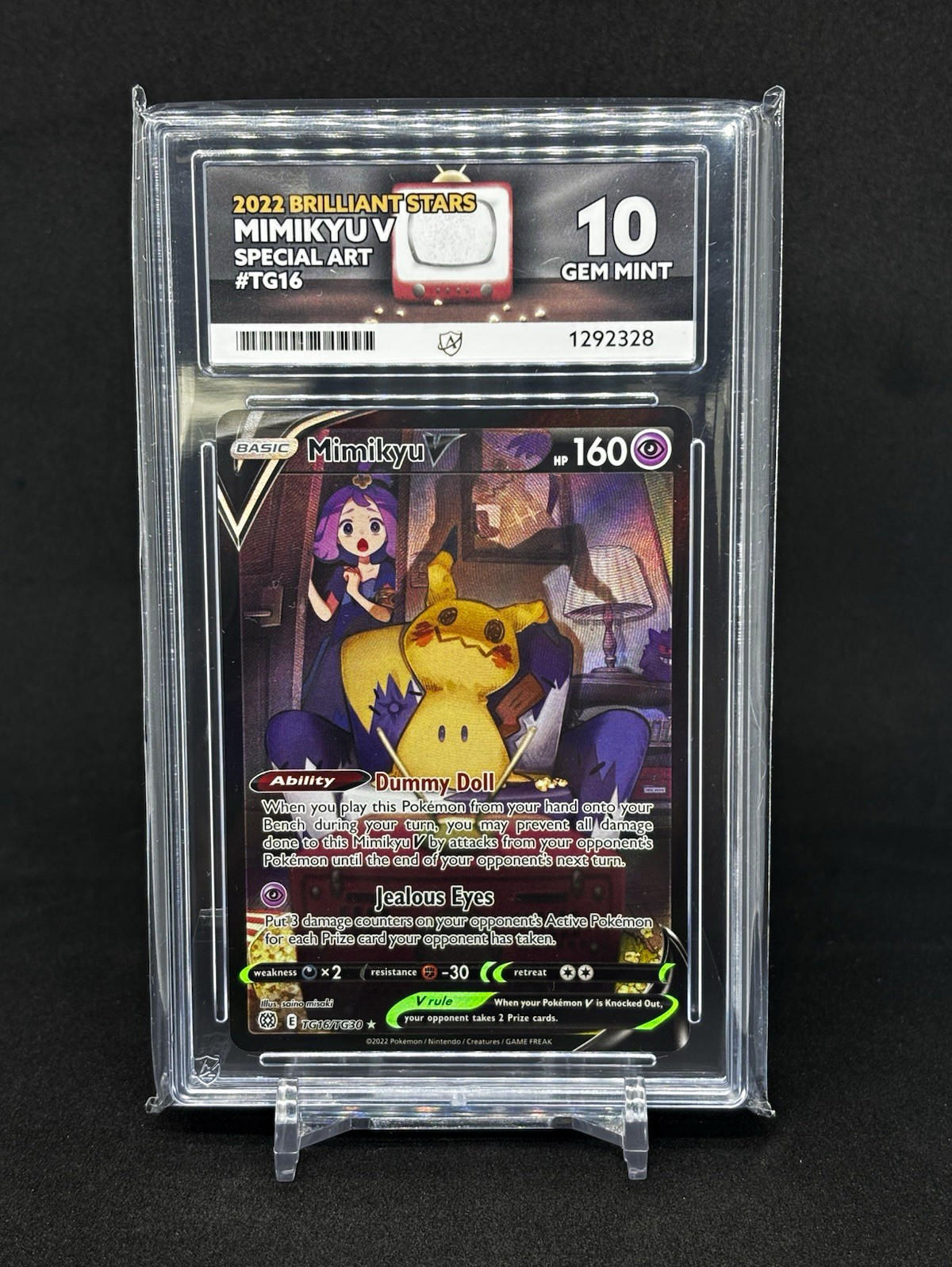 Pokémon TCG: Mimikyu V TG16/TG30 Brilliant Stars TG Full Art Foil PSA 10