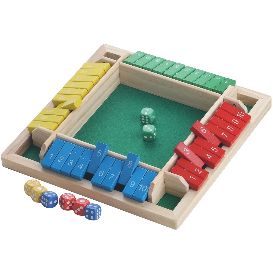 4-Spieler Shut The Box Würfelspiel Klappenspiel Brettspiel für Kinder Erwachsene - Bild 4 von 4