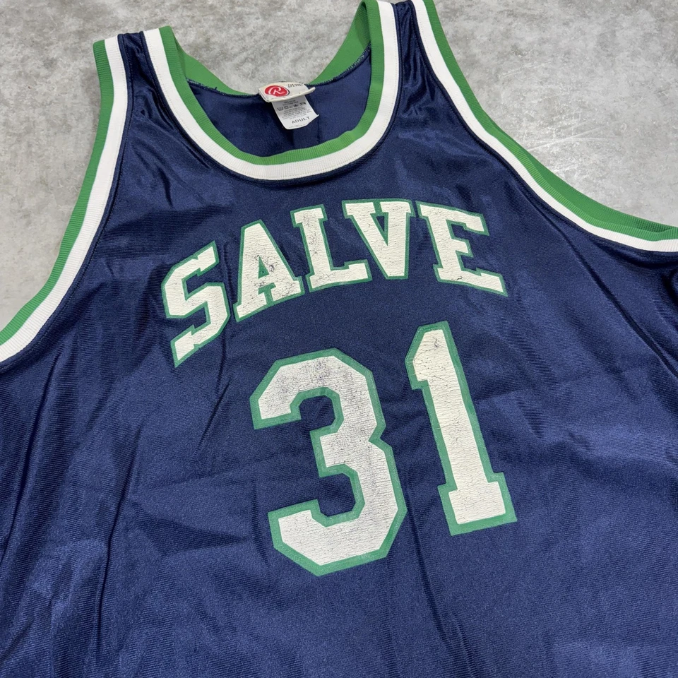 Camiseta deportiva de baloncesto Salve Regina Seahawks para hombre 46 azul marino NCAA Rawlings hecha en EE. UU. Foto 2 de 4