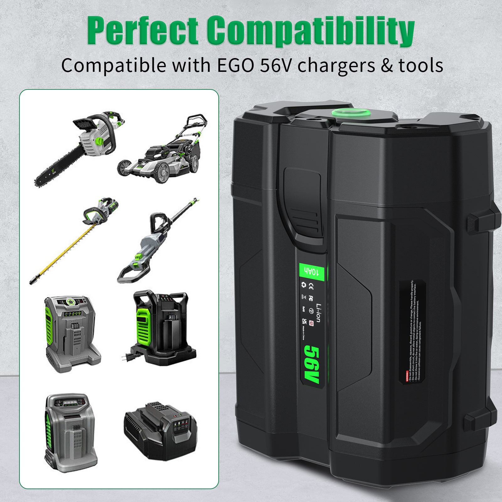 10.0AH Battery PACK For EGO 56V 56Volt BA2800T  Lithium Ion BA2240 BA1400T