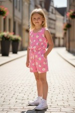 Zunie Girls Pink Daisy Floral Romper