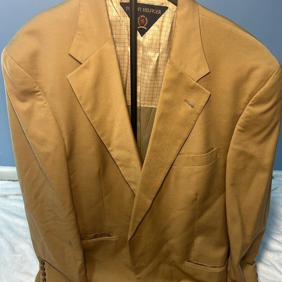 Tommy Hilfiger Mens Tan Camel 2-Button Blazer Sport Coat Dillard
