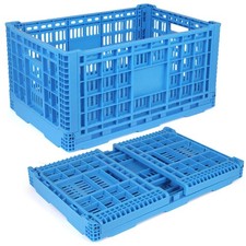 72L Collapsible Stackable Milk Crate Heavy Duty Plastic Storage Bin Large