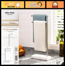 Freestanding Hand Towel Holder Stand with Marble Base, 2 Arms, Stainless Steel,