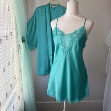 Vintage Y2K 2003 Victoria  s Secret Slip Robe Set Lace Trim M