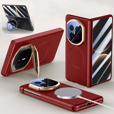 Magnetic Matte PC Hinge Full body lens Stand Case Glass Film For Huawei Mate X7