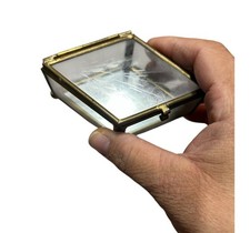 Vintage Handcrafted Etched Flowers Glass  Brass Trinket Jewelry Box