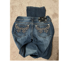 Miss Me Women's Blue Embellished Rhinestone Embroidery Bootcut Denim Jeans