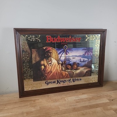 Budweiser Beer Vintage Great kings of Africa mirror 26”x18” king