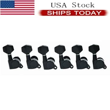 Black 6R Inline Guitar String Tuning Peg Tuner Machine Head Universal Fit USA