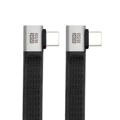 CY Dual Right Angled Slim Flat FPC USB5.0 80Gbps Cable 13cm 240W 16K@30hz 8K