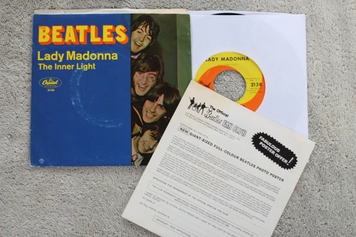 The Beatles  -  Lady Madonna -  US Picture Sleeve PS 7" w/ Fan Club Insert