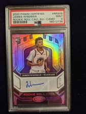 2020-21 Certified Camo Rookie Roll Call James Wiseman RC AUTO 08/25 PSA 9 MINT