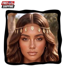 Chic Gold Leaf Hair Chain - 24 Inch Adjustable Headpiece for Weddings  Parties