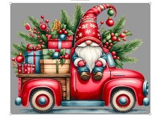 Adorable Hanging Metal Christmas Gnome Sign 10 x 8