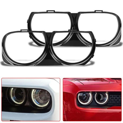 2pcs Front Lamp Headlight Bezel Trim for 2015-2021 Dodge Challenger Left & Right