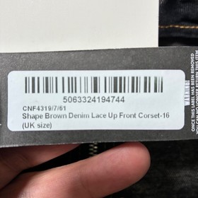 PrettyLittleThing Shape Brown Denim Lace Up Front Corset Top Womens Sz.12