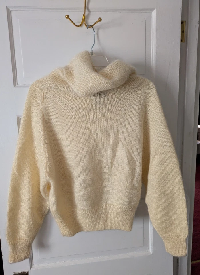 Fenn Wright Manson Mohair-Blend Cowl Neck Long Sleeve Cream Sweater Sz Small  - Image 2 of 4