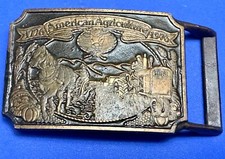 Bicentennial American Agriculture Horse To Tractor, Vtg Belt Buckle By Ortho